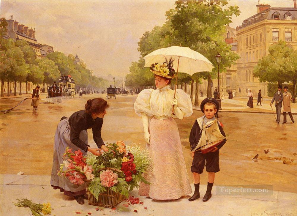 schryver louis marie de l avenue des champs elysees Parisienne Oil Paintings